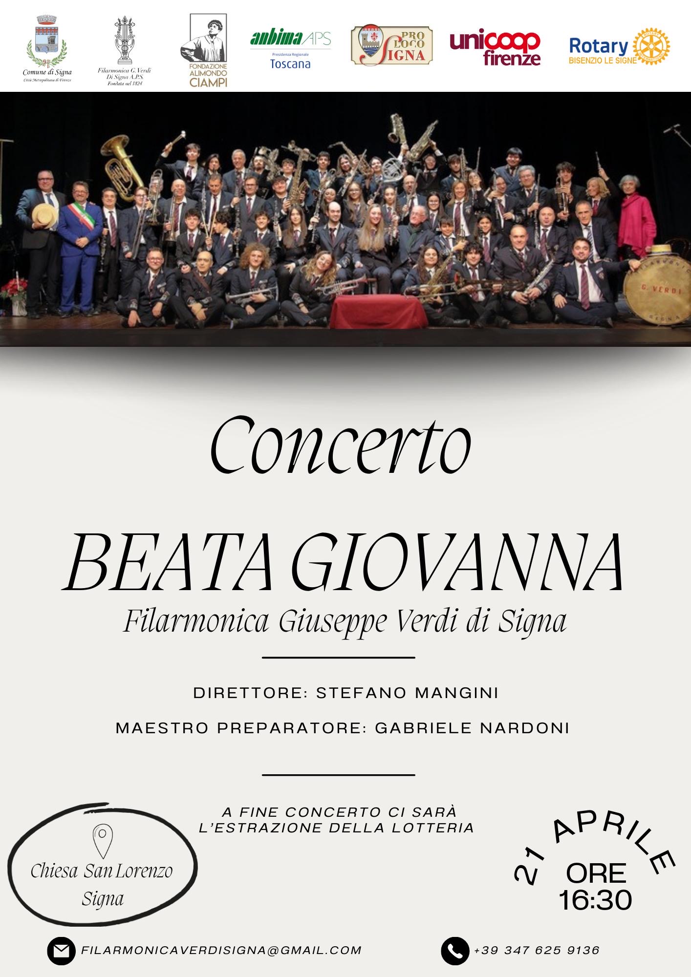 CONCERTO DELLA BEATA GIOVANNA a cura della Filarmonica Giuseppe Verdi di Signa