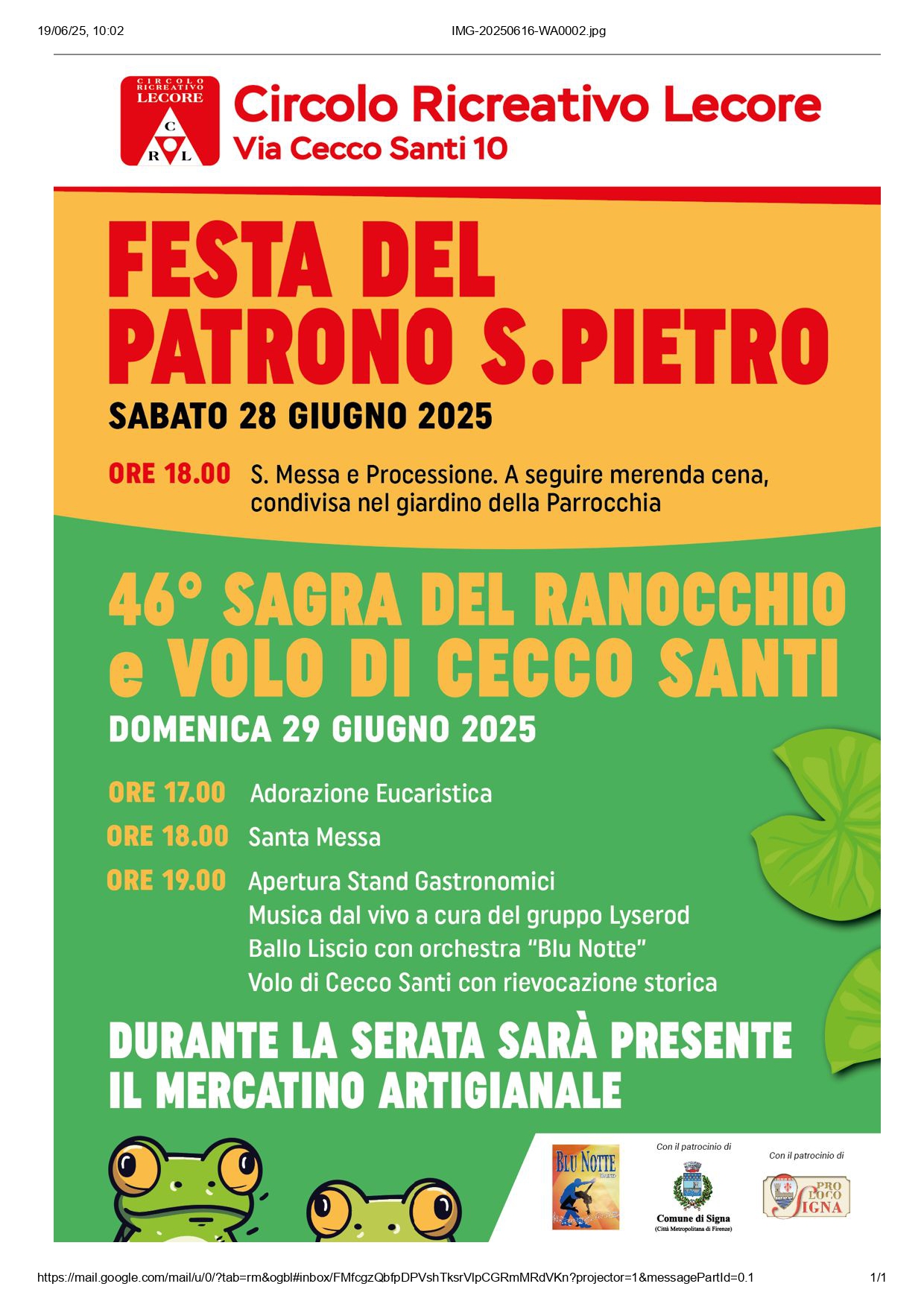 46° SAGRA DEL RANOCCHIO E VOLO DI CECCO SANTI