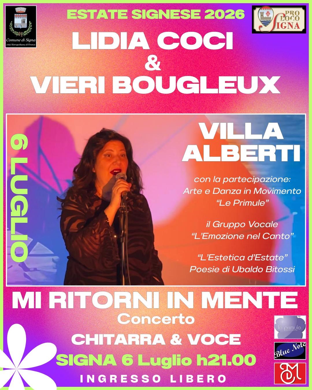 6 LUGLIO 2026 – ORE 21.15 – LIDIA COCI E VIERI BOUGLEUX IN CONCERTO A VILLA ALBERTI